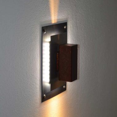 Luce a led da parete in acciaio naturale, inox e Cor-Ten