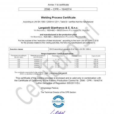 cert 1090 EXC 3 per Acciaio (1.2) e acciaio Cor-Ten (1.4) pag. 2